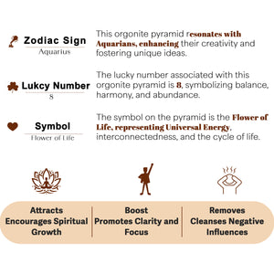 Black Tourmaline Golden Flower Of Life Orgone Crystal Pyramid