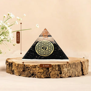 Black Tourmaline Golden Om Orgone Crystal Pyramid