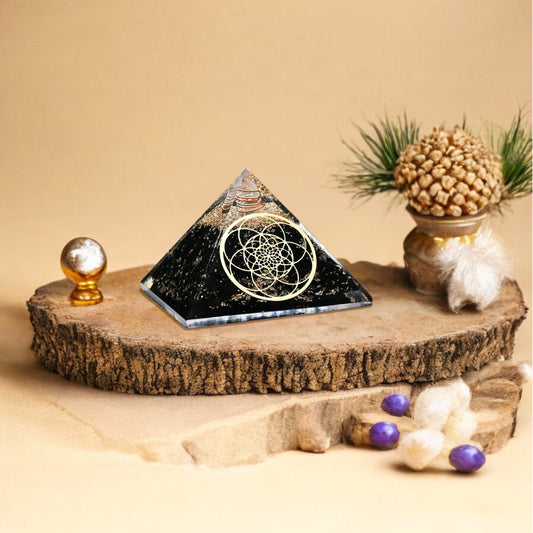 Black Tourmaline Orgone Pyramid For New Beginning