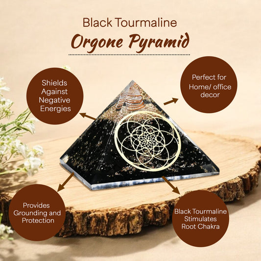 Black Tourmaline Orgone Pyramid For New Beginning