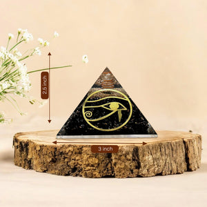 Black Tourmaline Golden Eye of Horus Orgone Pyramid
