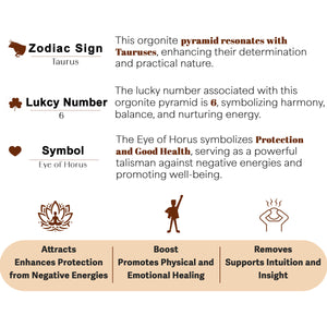 Black Tourmaline Golden Eye of Horus Orgone Pyramid