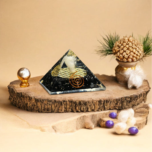 Black Tourmaline Orgone Pyramid For Good Luck