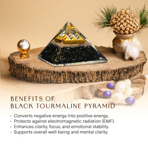 Black Tourmaline Gold Merkaba Orgone Pyramid