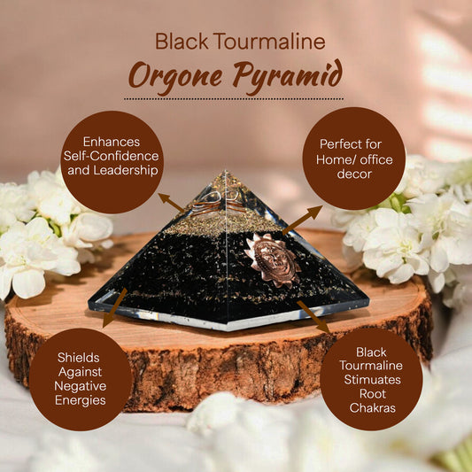 Black Tourmaline Sun Orgone Crystal Pyramid