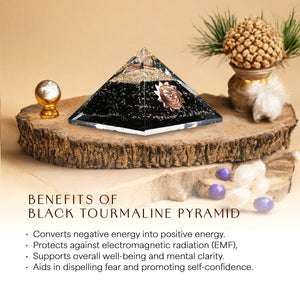 Black Tourmaline Sun Orgone Crystal Pyramid