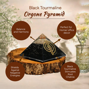 Black Tourmaline Chakra Coil Orgone Pyramid