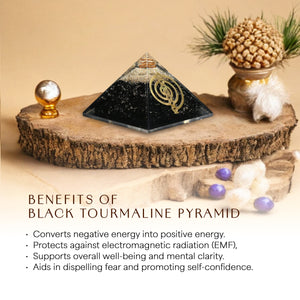 Black Tourmaline Chakra Coil Orgone Pyramid