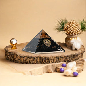 Black Tourmaline Sri Yantra Orgone Pyramid