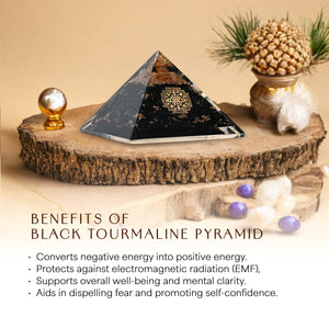 Black Tourmaline Sri Yantra Orgone Pyramid