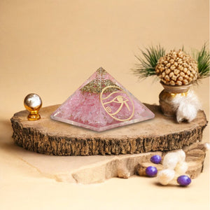 Rose Quartz Eye of Horus Orgone Crystal Pyramid