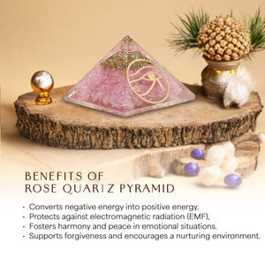 Rose Quartz Eye of Horus Orgone Crystal Pyramid