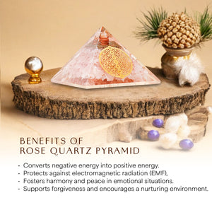 Rose Quartz Golden Eye Of Horus Orgone Pyramid
