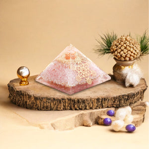 Rose Quartz Metatron’s Cube Orgone Crystal Pyramid
