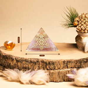 Rose Quartz Metatron’s Cube Orgone Crystal Pyramid