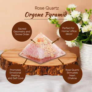 Rose Quartz Metatron’s Cube Orgone Crystal Pyramid