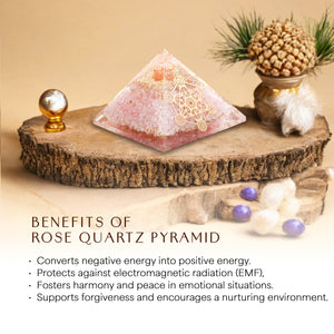 Rose Quartz Metatron’s Cube Orgone Crystal Pyramid