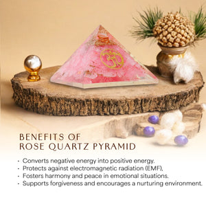 Rose Quartz Om Orgone Crystal Pyramid