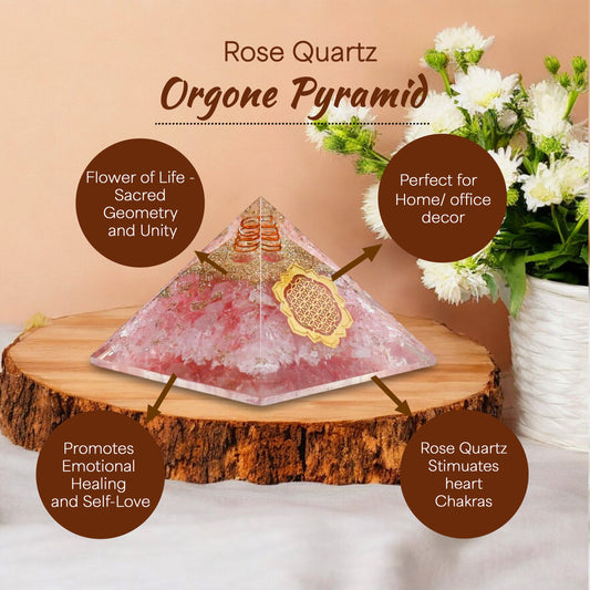 Rose Quartz Orgone Crystal Pyramid For Love