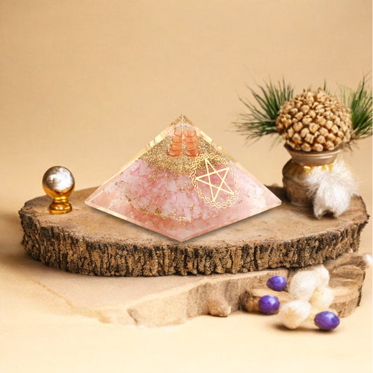 Rose Quartz Pentagram Orgone crystal Pyramid