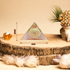 Rose Quartxz Golden Om Orgone Crystal Pyramid