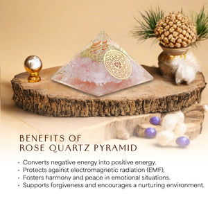 Rose Quartxz Golden Om Orgone Crystal Pyramid