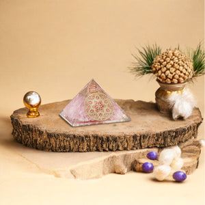 Rose Quartz Flower of Life Orgone Pyramid