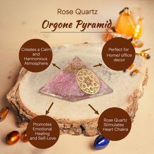 Rose Quartz Flower of Life Orgone Pyramid