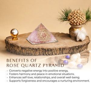 Rose Quartz Flower of Life Orgone Pyramid
