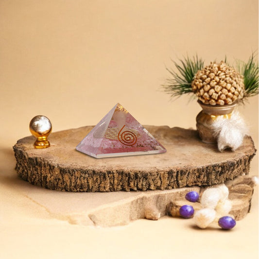 Rose Quartz Copper Spiral Orgone Crystal Pyramid
