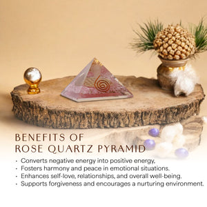 Rose Quartz Copper Spiral Orgone Crystal Pyramid
