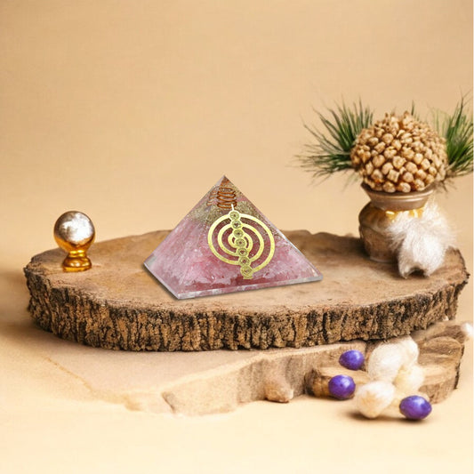 Rose Quartz Choku Rei Orgone Crystal Pyramid