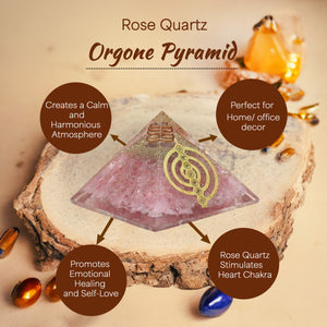 Rose Quartz Choku Rei Orgone Crystal Pyramid
