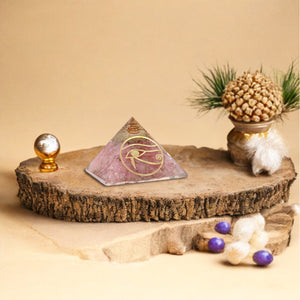 Rose Quartz Golden Eye Of Horus Orgone Pyramid