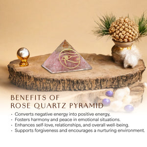 Rose Quartz Golden Eye Of Horus Orgone Pyramid