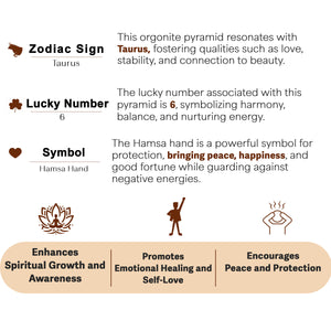 Rose Quartz Hamsa Hand Orgone Crystal Pyramid