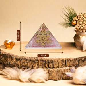 Rose Quartz Golden Metraton Cube Orgone Pyramid