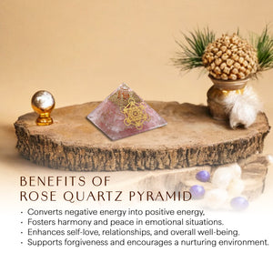 Rose Quartz Golden Metraton Cube Orgone Pyramid