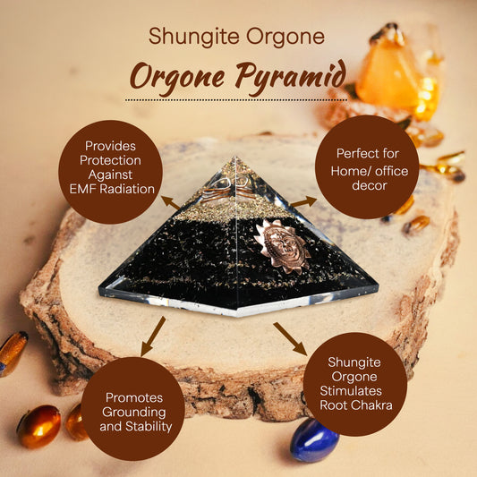 Shungite Sun Orgone Crystal Pyramid