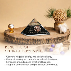 Shungite Sun Orgone Crystal Pyramid