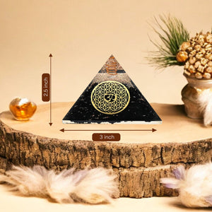 Shungite Om Orgone Crystal Pyramid