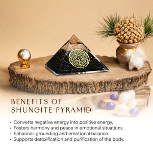 Shungite Om Orgone Crystal Pyramid