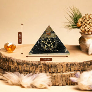 Shungite Pentagram Orgone Crystal Pyramid