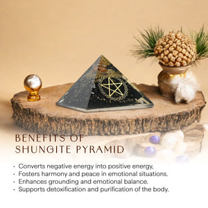 Shungite Pentagram Orgone Crystal Pyramid
