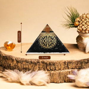 Shungite sri yantra Orgone Crystal Pyramid