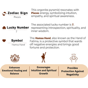 Shungite Hamsa Hand Orgone Crystal Pyramid