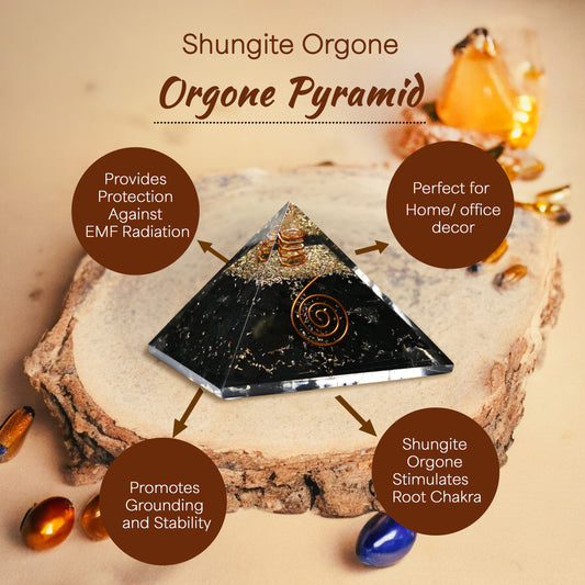 Shungite Copper Coil Orgone Crystal Pyramid
