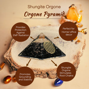 Shungite Orgone Crystal Stone Pyramid For Strength