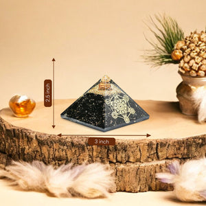 Shungite Metatron Cube Orgone Crystal Pyramid