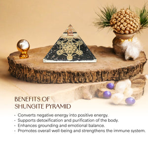 Shungite Metatron Cube Orgone Crystal Pyramid